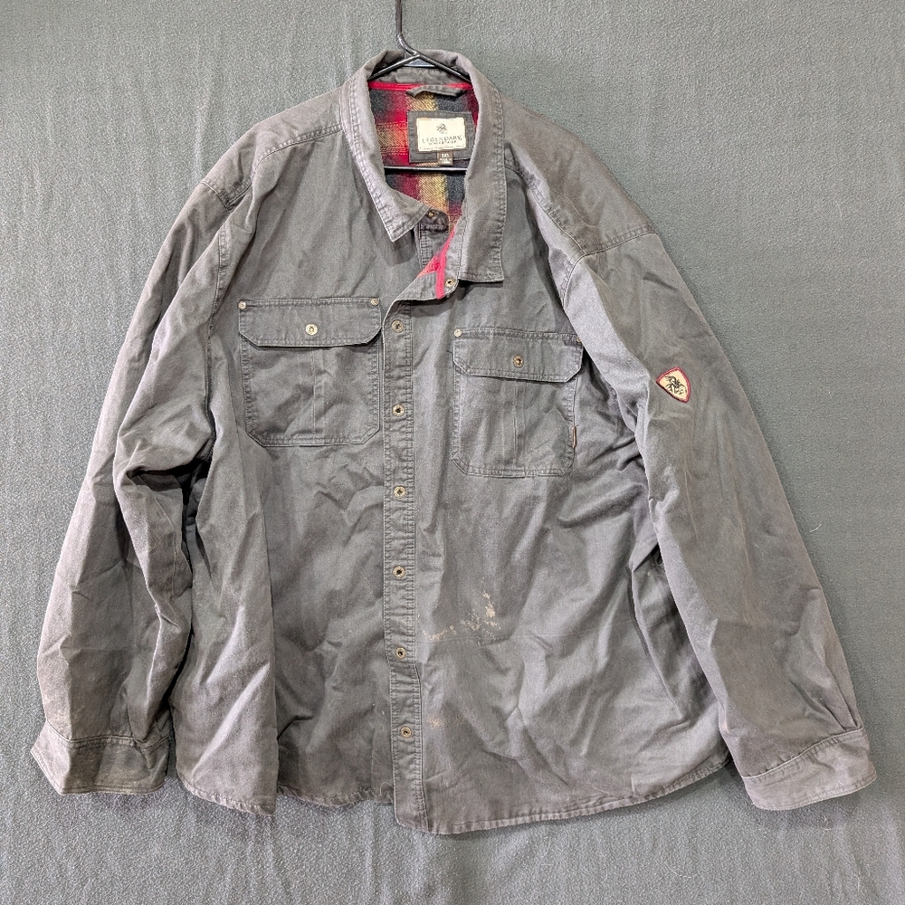 Legendary Whitetails Journeyman Flannel Lined Shirt Jacket Gray Waxed Men's 5XL